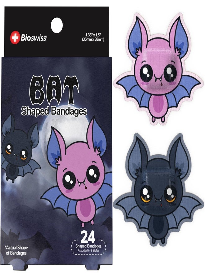 BioSwiss Bandages, Halloween Bat Shaped Self Adhesive Bandage Set, Latex Free, Sterile Wound Care, 24 Count - Image 1